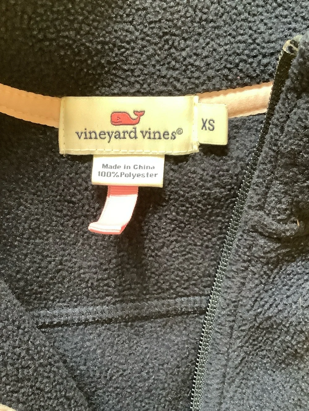 Vineyard Vines Navy Sleeveless Fleece Zip Vest - Picture 5 of 8